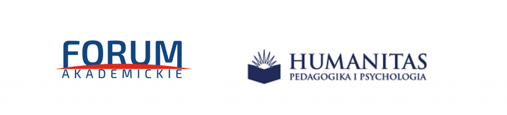 logotyp akademi humanitas wydziału psychologii i pedagogiki i logotyp forum akademickiego